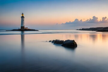 lighthouse at sunset generated ai