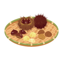 竹籠に乗った栗1