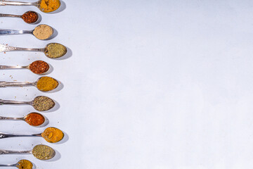 Various spices and herbs background