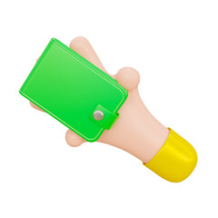 3D Render of a hand holding wallet.