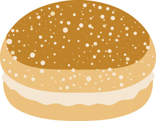 Jewish sufganiyah. Sweet fried doughnut