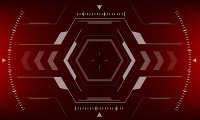 HUD sci-fi interface screen view red danger design virtual reality futuristic technology display vector