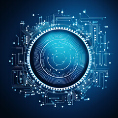 Obraz premium Abstract Futuristic Hi-Tech: White Gear Wheel on Circuit Board