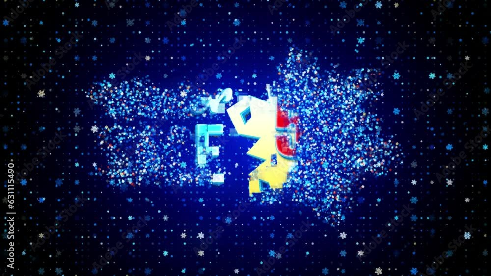 Poster blue colorful shiny winter sale up to 50 percent off motion view text reveal on dark shiny twinkle s