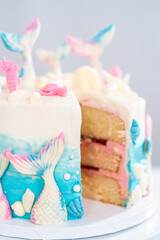 Mermaid themed 3 layer vanilla cake