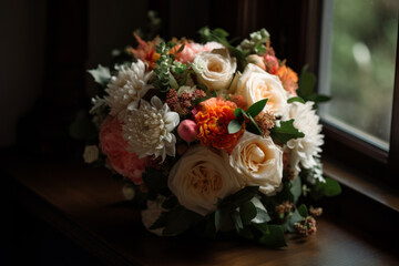 Wedding flowers, bridal bouquet made of roses