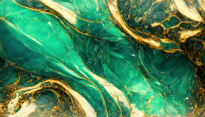 Abstract green marble textured background. AI