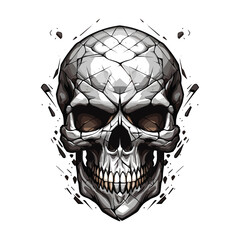 skull vector illustration in black and white, in the style of cartoon, fantasy illustration, sharp and edgy compositions