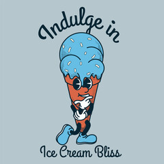 Ice Cream Character Design With Slogan Indulge in Ice Cream Bliss