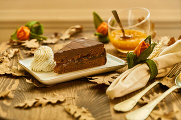 European deserts on a decorative table