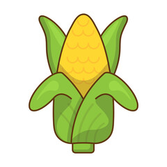 Corn Fruit Vegetable White Outline Style
