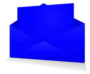 Postal envelope blank template blue for presentation layouts and design. 3D rendering.