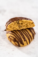 Banana cookies with chocolate drizzle