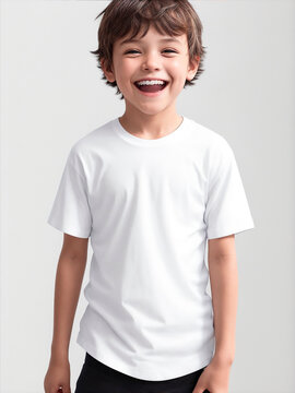 mockup tshirt kid boy smiling realism, generated by AI
