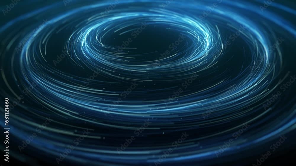 Poster concentric circles of spinning particles/ 4k animation of abstract spinning particles lights in conc