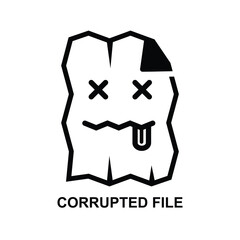 Corrupted file icon isolated on white background vector illustration.