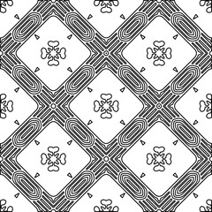 
White background with black lines. Modern stylish abstract texture. Repeating geometric shapes from striped elements.