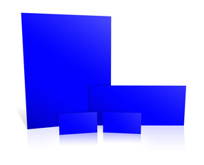 Blue promotional paper blank template for presentation layouts and design.