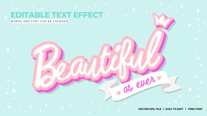 Beautiful as ever editable text effect lettering typography in starry blue background 