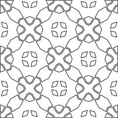 
White background with black lines. Modern stylish abstract texture. Repeating geometric shapes from striped elements.