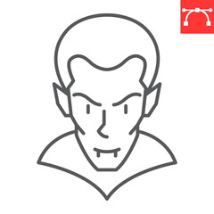 Vampire line icon, halloween and holiday, dracula vector icon, evil vector graphics, editable stroke outline sign, eps 10.
