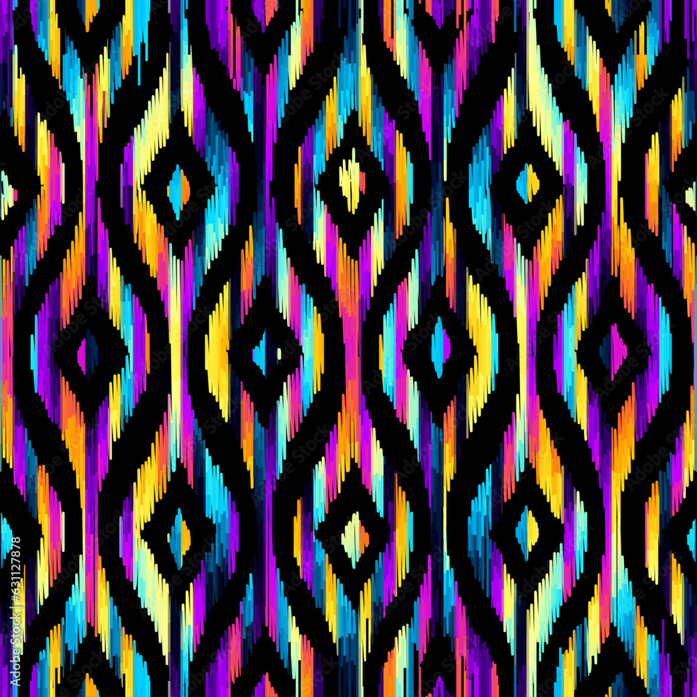 Poster geometric abstract grunge vintage pattern. ikat style. seamless vector image.
