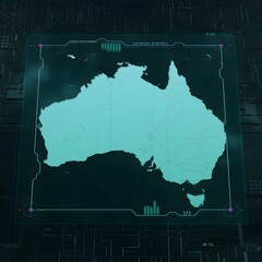 Australia Digital HUD UI Map Square