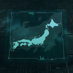 Japan Technology HUD UI Map Square
