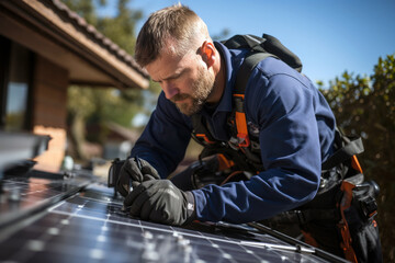 Men in protective gear installing renewable energy