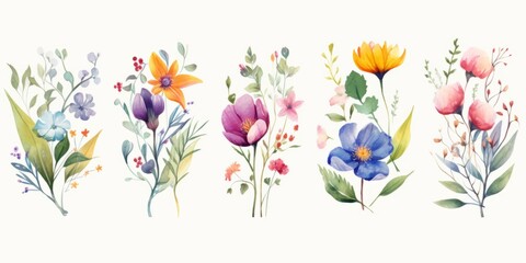 Watercolor spring flowers collection, Spring florals
