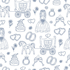 seamless wedding texture in doodle style