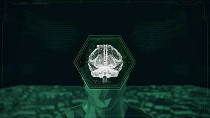 Human Brain X-Ray Scanner with HUD UI Elements