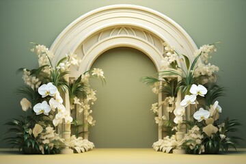 Beige Orchid Pedestal Presentation, Generative AI