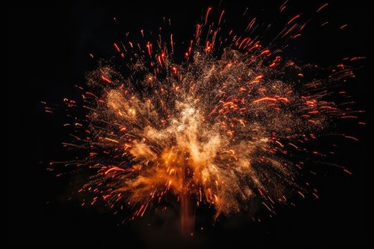 Sparks and flames of fire on a dark backdrop. Generative AI