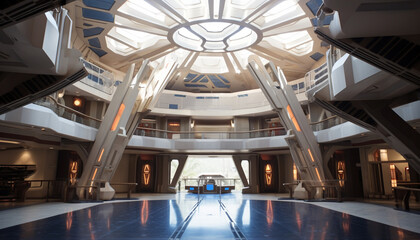 futuristic architecture background atrium interior made with Generative AI
