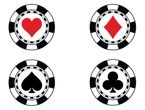 Set of poker chips silhouette vector art
