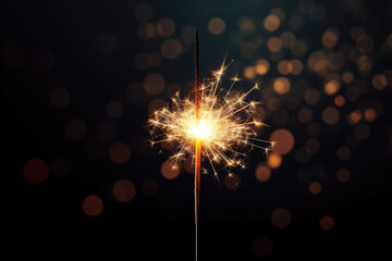 Sparkler Glowing Brightly On Dark Background. Generative AI