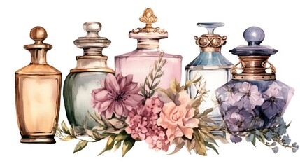  a painting of a bunch of bottles with flowers in them.  generative ai