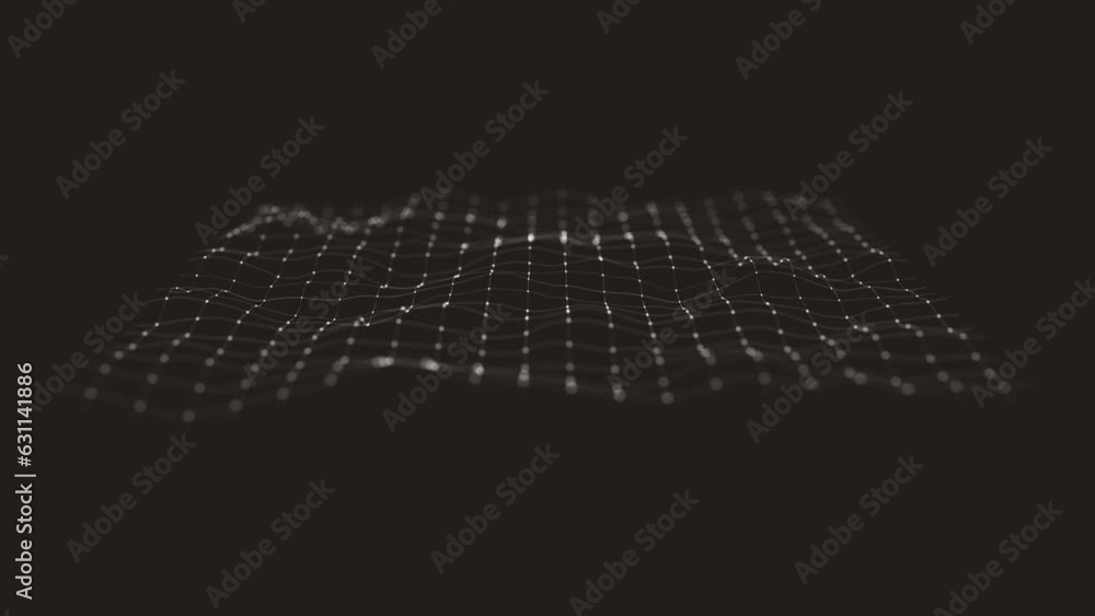 Poster abstract minimal mesh waving background/ 4k animation of an abstract fractal background with mesh su