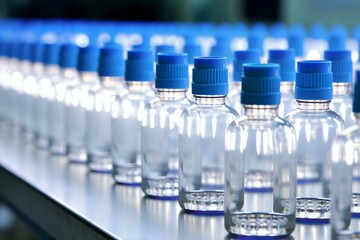 Pharmaceutical Precision: Glass Bottles with Blue Caps, Generati