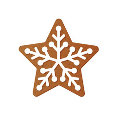 Gingerbread Christmas star. Gingerbread Cookies. Illustration on transparent background