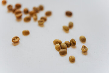 unroasted coffee beans. raw coffee beans on display in turkey. green coffee raw materials for making coffee