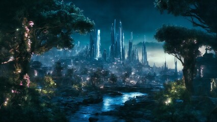 science fiction world in the night