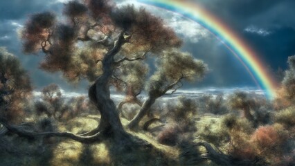 tree with rainbow