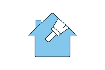 Painting House icon. icon related to painting. flat line icon style. Simple vector design editable