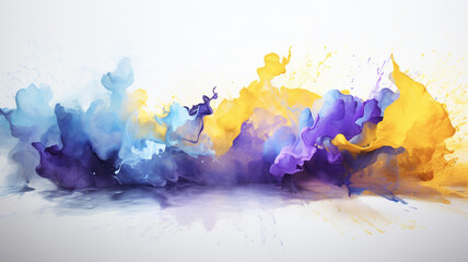 Colorful paint splashes on white background.