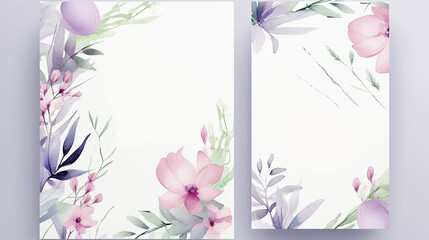 floral and herbal design with leaves and flower for wedding invitation