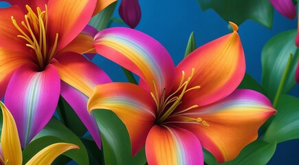 colorful abstract flowers background, colored flowers on abstract background