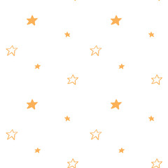 Fototapeta na wymiar Hand drawn seamless pattern with soft yellow cute childish elements. Doodle kiddish empty and filled stars icons