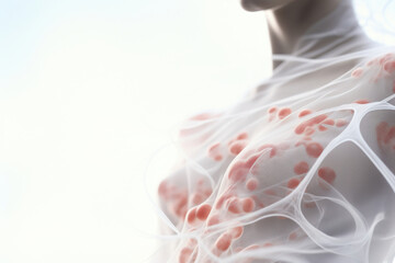 Conceptual artwork of woman having breast cancer